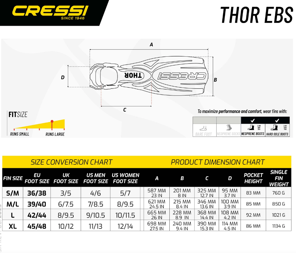 Cressi Thor EBS Open Heel Fin