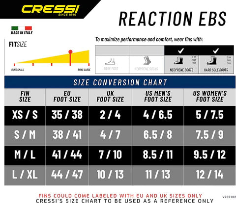 Cressi Reaction EBS Open Heel Fin